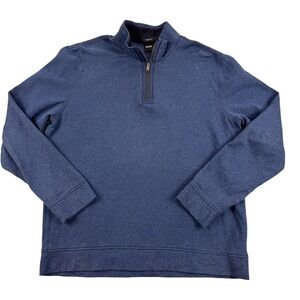 BOSS Hugo Boss Sweater Mens XL Blue Cotton 1/4 Zip Mock Neck Office Modern Work